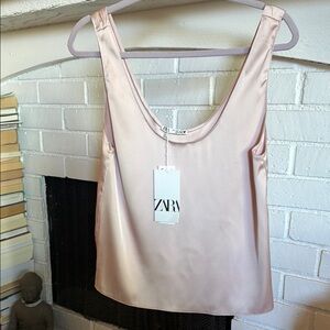 Zara Blush Satin Sleeveless Top
